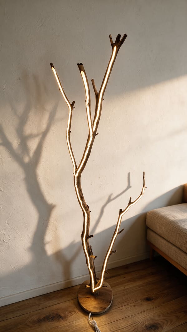 Branch Floor Lamp, Oak Live-Edge Base
