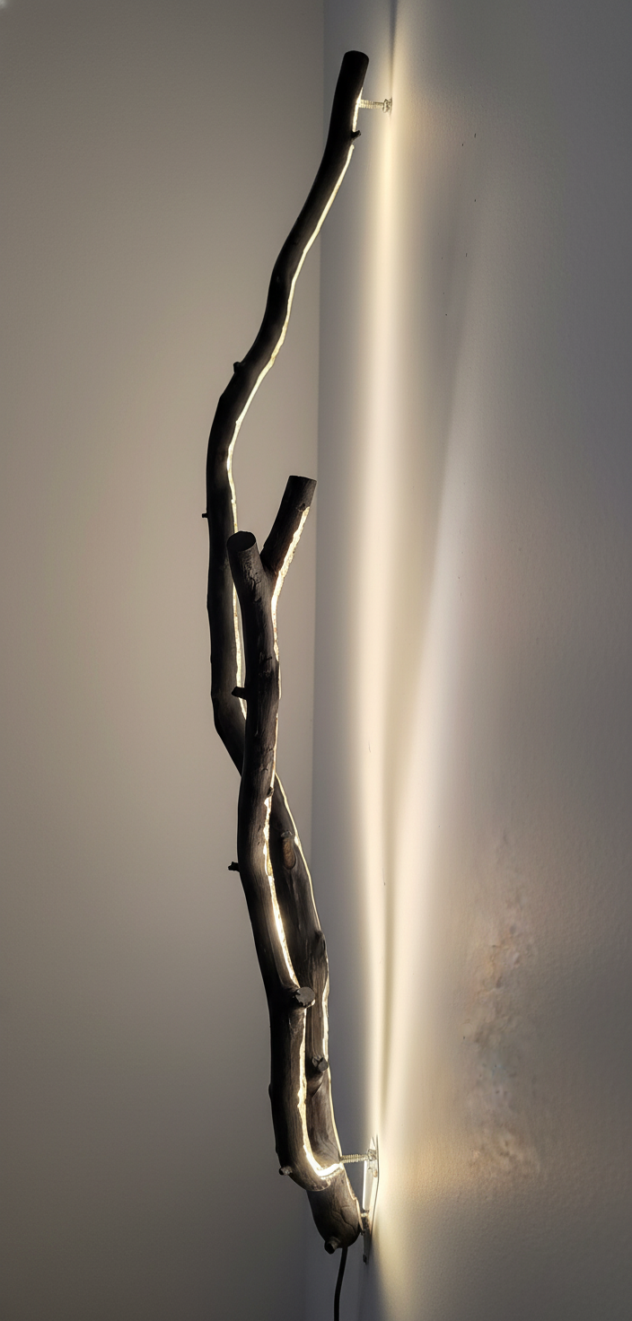 Dunkler Ast, Lichtschein an der Wand